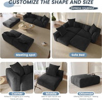 Matrix Modern Modular Sofas | Black Corduroy U shaped Sectionals 6-seaters