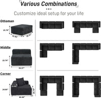 Matrix Modern Modular Sofas | Black Corduroy U shaped Sectionals 6-seaters
