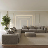 Matrix Modern Modular Sofas | Brown Corduroy U shaped Sectionals 6-seaters