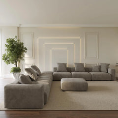 Matrix Modern Modular Sofas | Brown Corduroy U shaped Sectionals 6-seaters