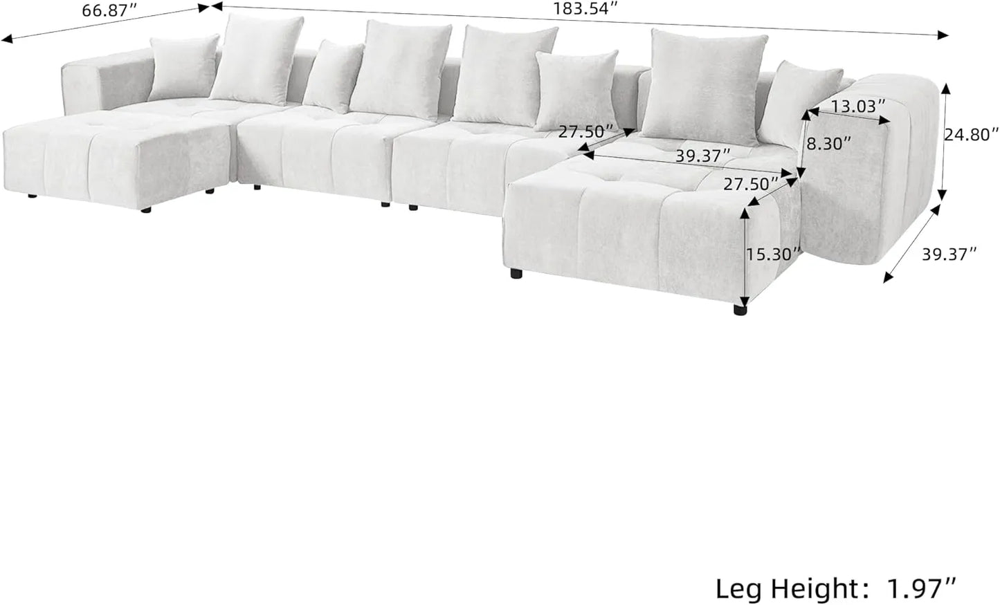 Matrix Classic Modular Sofas | White Cotton and Linen Couch Sectionals 4-seaters