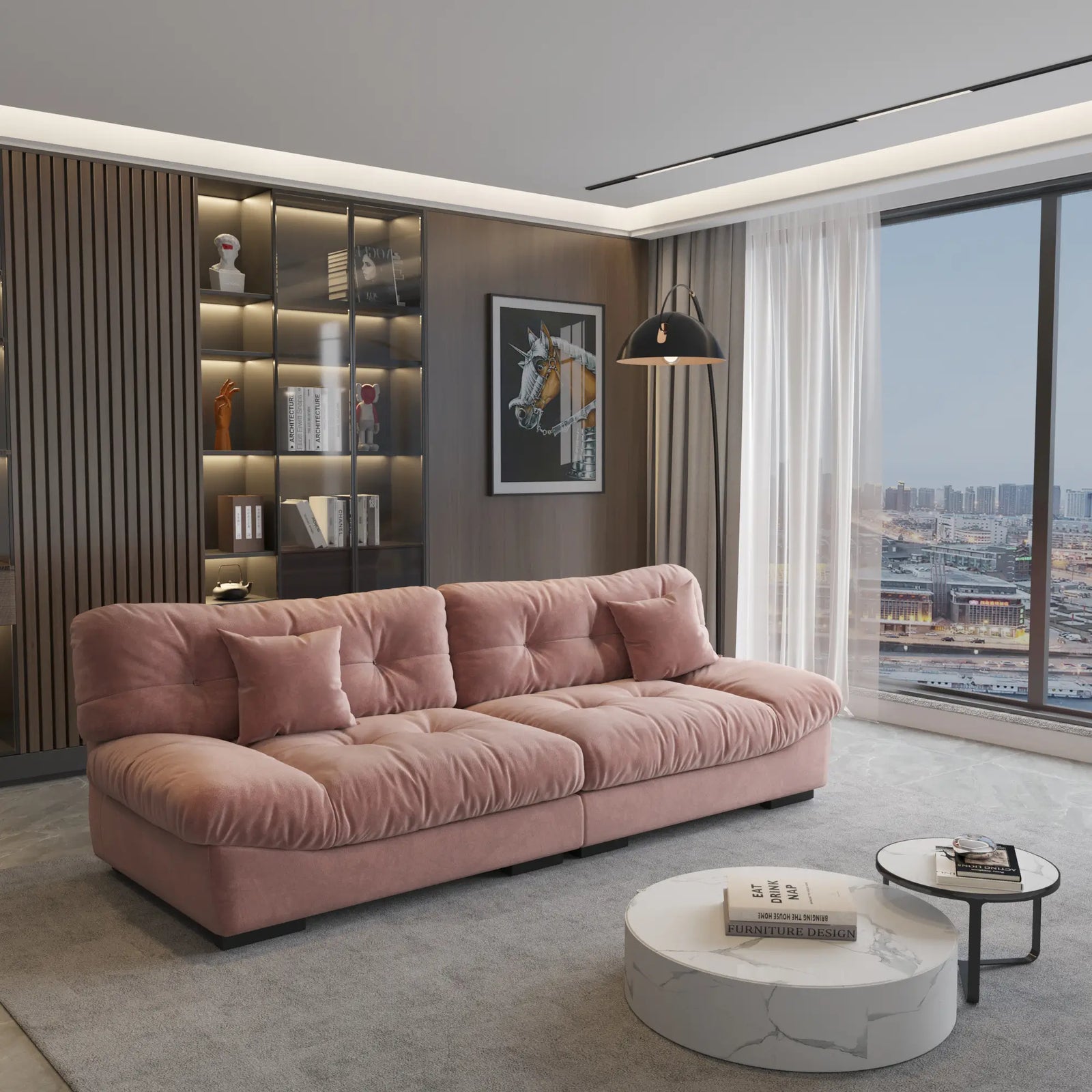 Sofás biplaza Essential de terciopelo esmerilado rosa | 2 piezas, tela de terciopelo esmerilado, apto para apartamentos