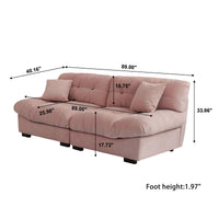 Essential Loveseat Lazy Sofas | Pink Frosted Velvet Loveseats 2-seaters 89"