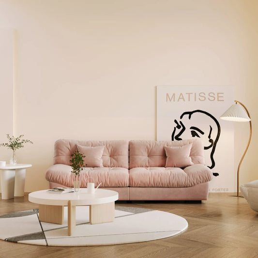Essential Loveseat Lazy Sofas | Pink Frosted Velvet Loveseats 2-seaters 89"