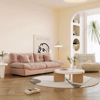 Essential Loveseat Lazy Sofas | Pink Frosted Velvet Loveseats 2-seaters 89"