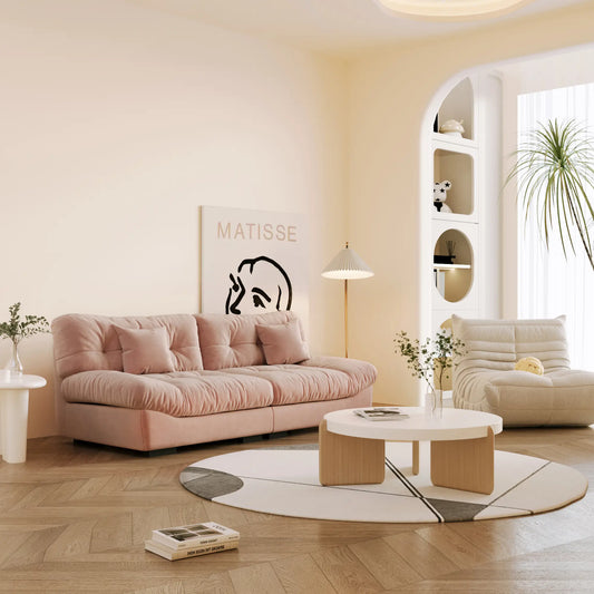 Essential Loveseat Lazy Sofas | Pink Frosted Velvet Loveseats 2-seaters 89"