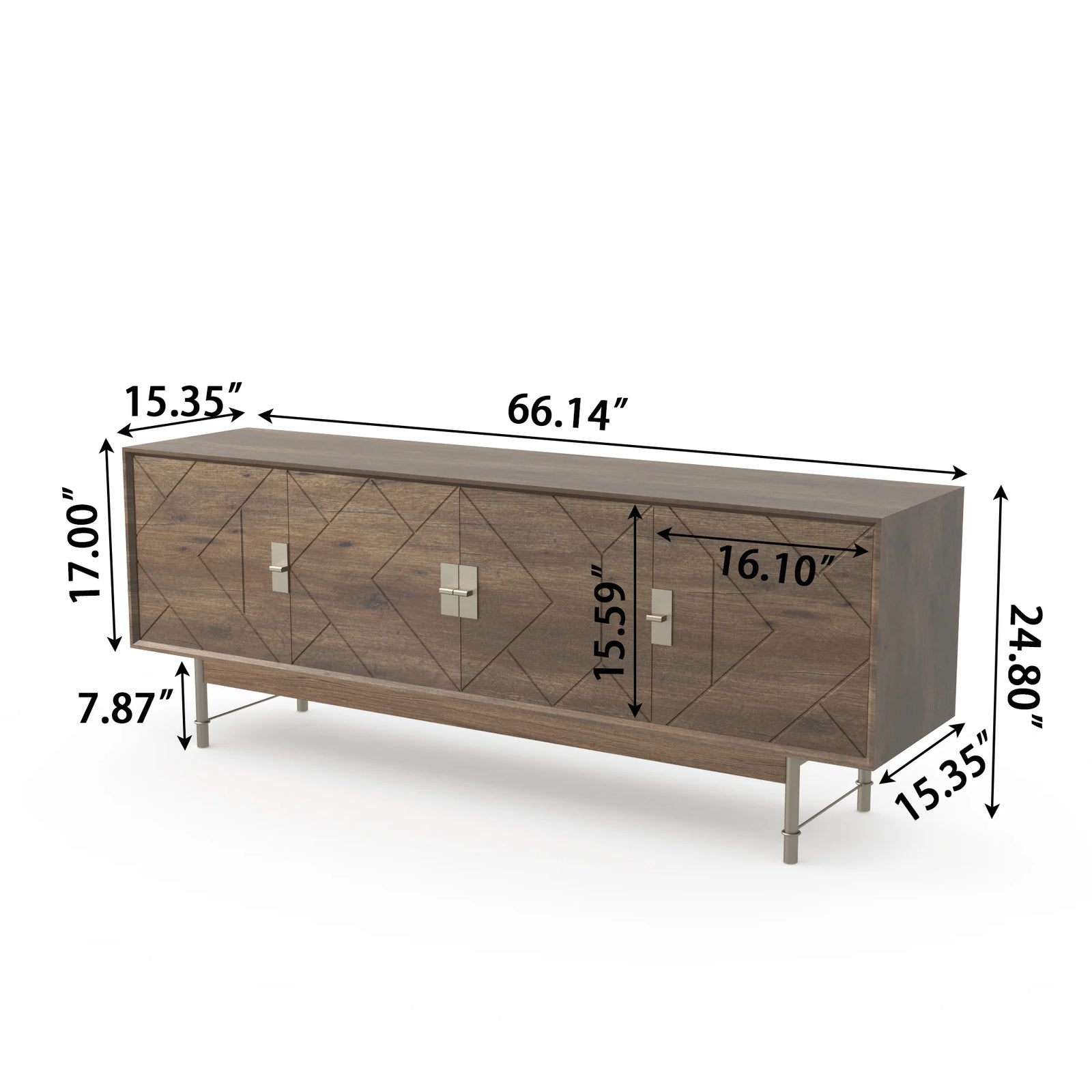 Mueble de TV Praxis de madera | Rectangular marrón de 67" con patas altas