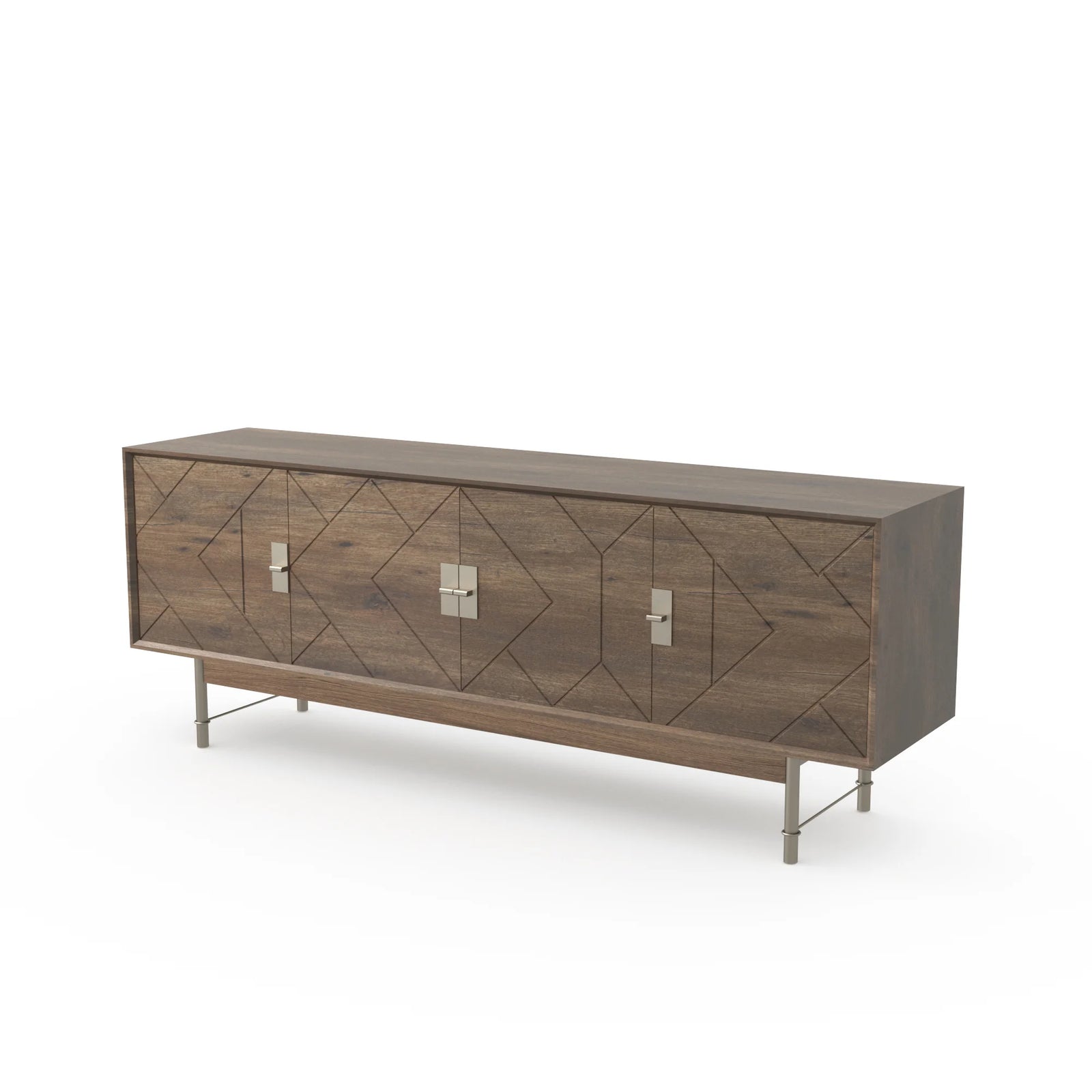 Mueble de TV Praxis de madera | Rectangular marrón de 67" con patas altas