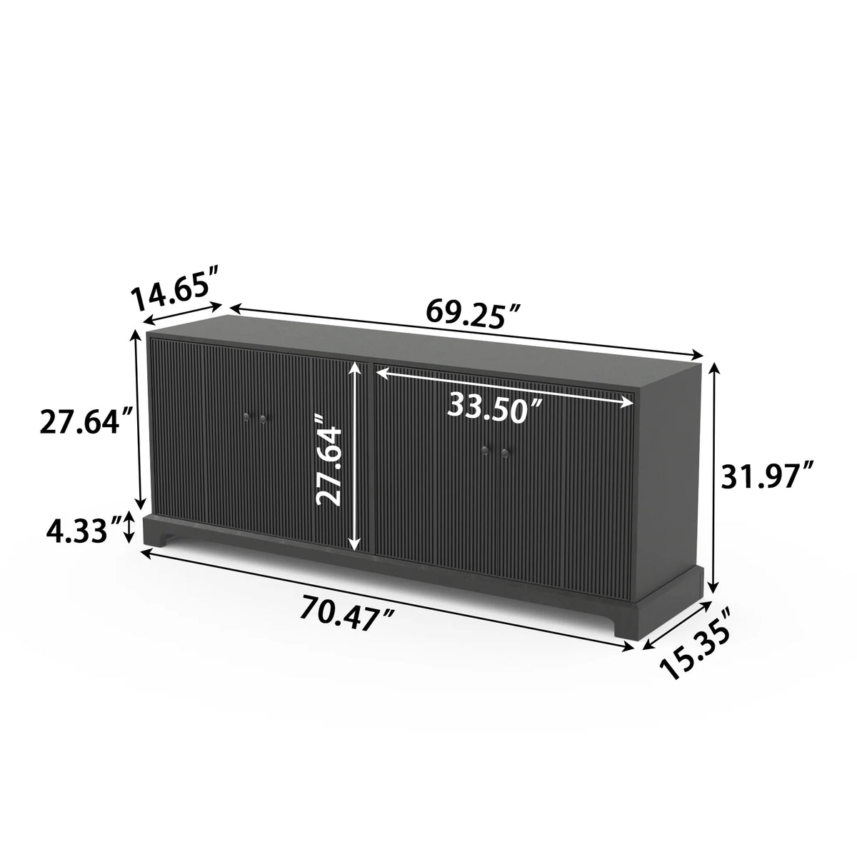 Praxis Wood TV Stand | 67" Black Rectangular With Base