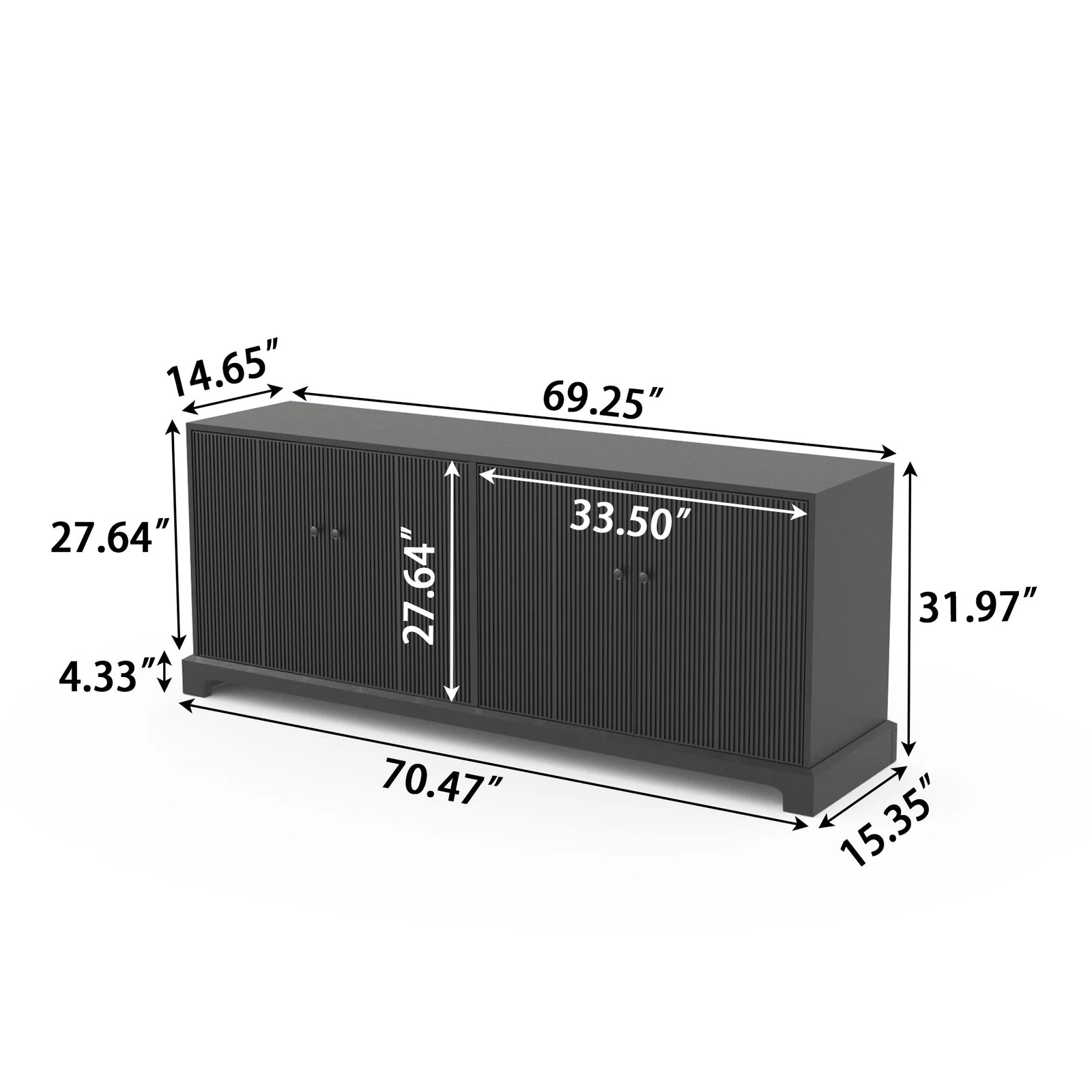 Praxis Wood TV Stand | 67" Black Rectangular With Base