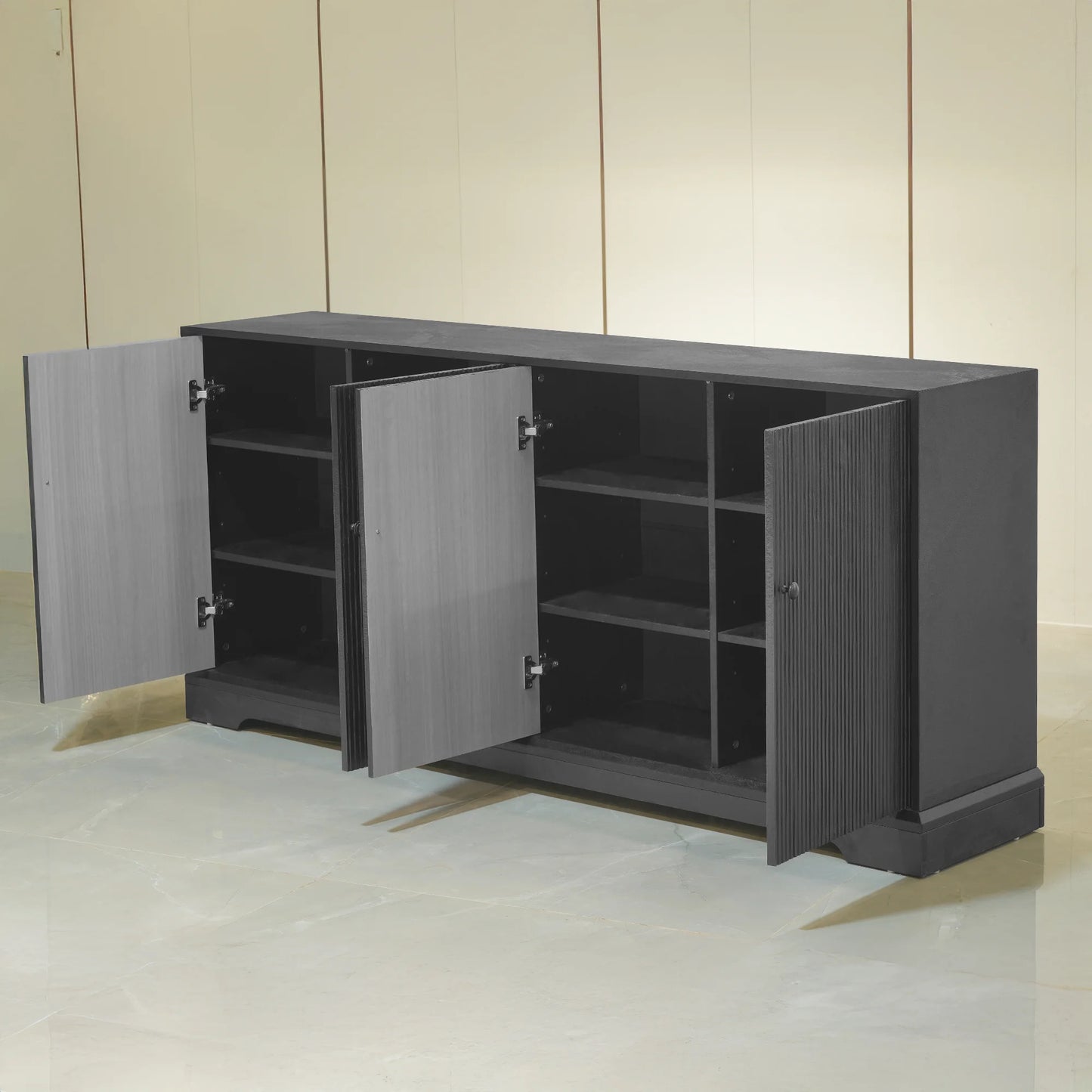 Mueble para TV Praxis de madera | Rectangular, negro, de 67" con base