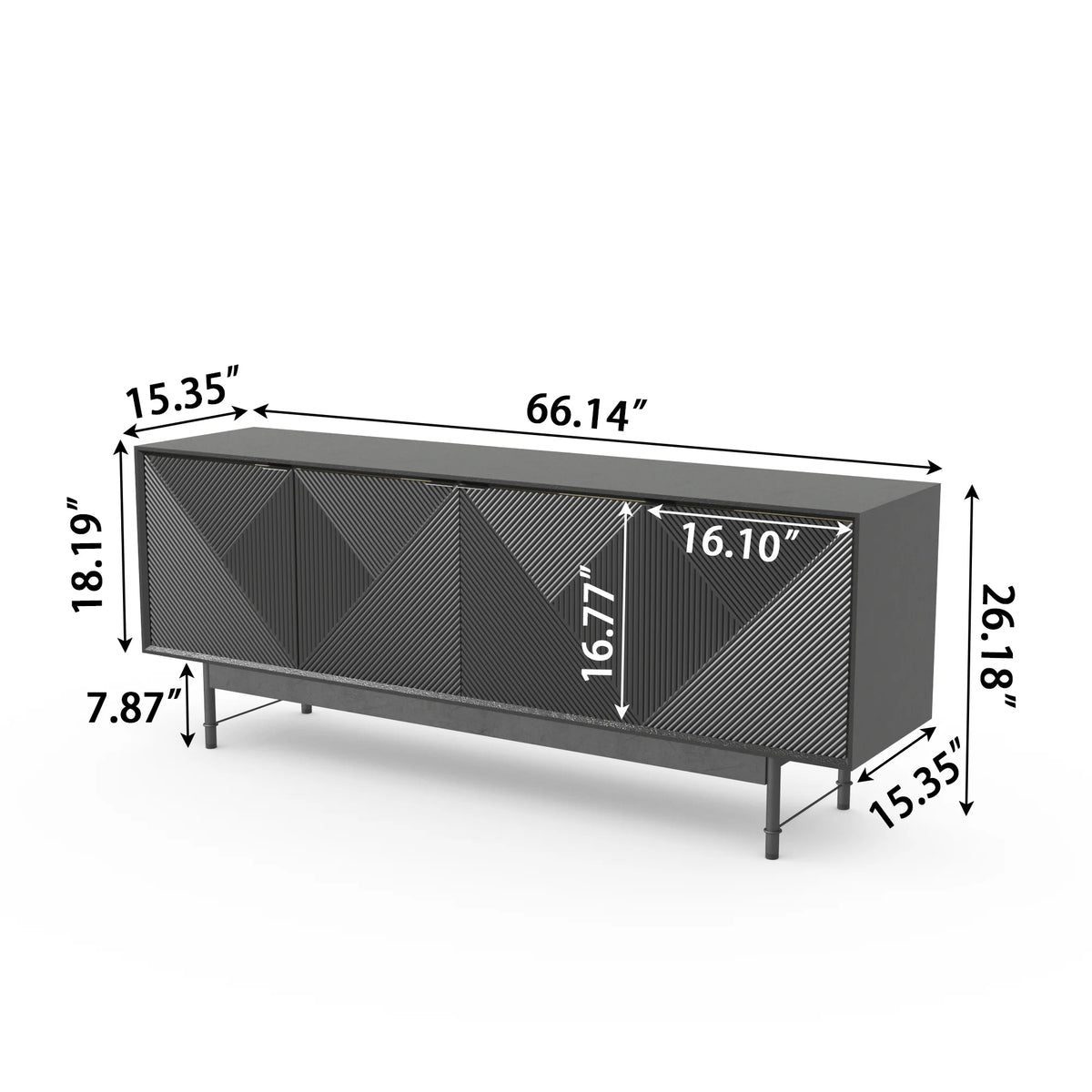 Praxis Wood TV Stand | 67" Black Rectangular With High Legs