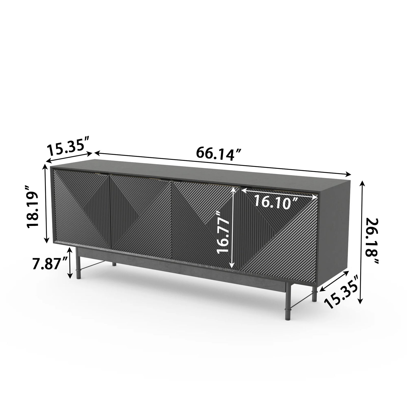 Mueble de TV Praxis Wood | Rectangular, negro, de 67" y patas altas
