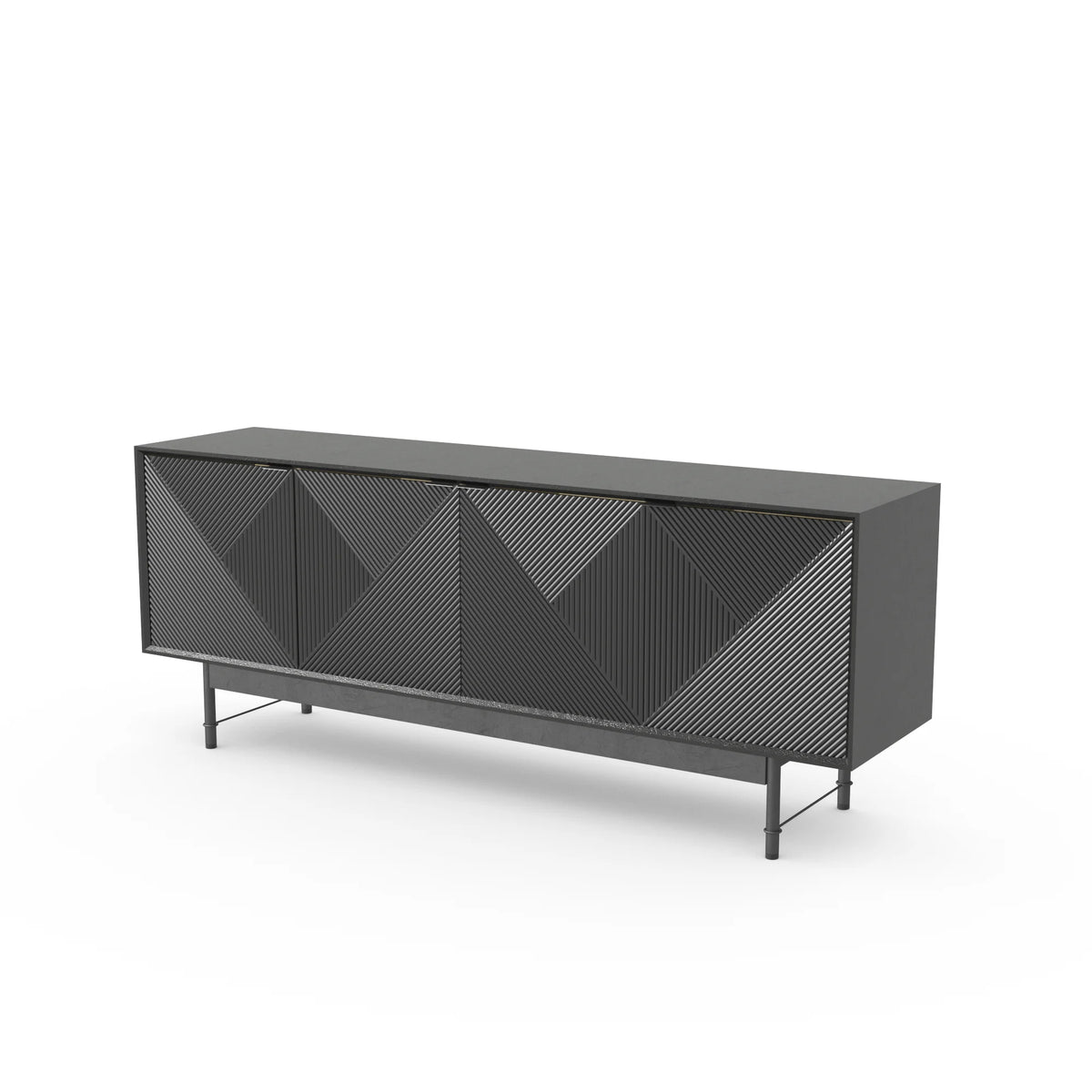 Praxis Wood TV Stand | 67" Black Rectangular With High Legs