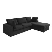 Deluxe Premium Cloud Sectional Sofas Covers | Premium Cloud Cotton and Linen Black 3-Seater With Ottoman Covers