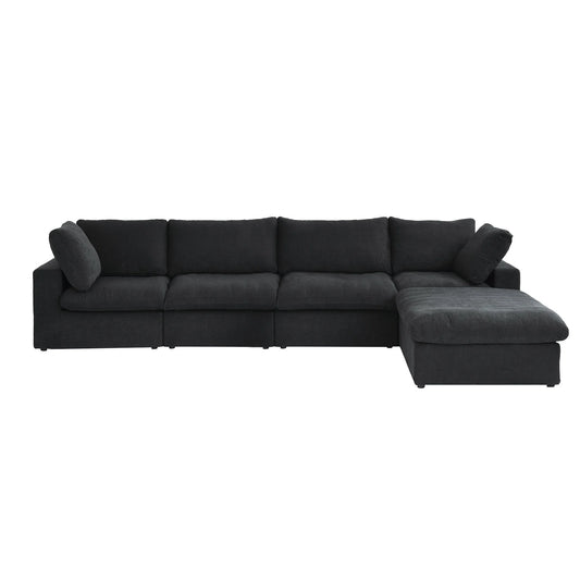 Deluxe Premium Cloud Sectional Sofas Covers | Premium Cloud Cotton and Linen Black 4-Seater With Ottoman Covers