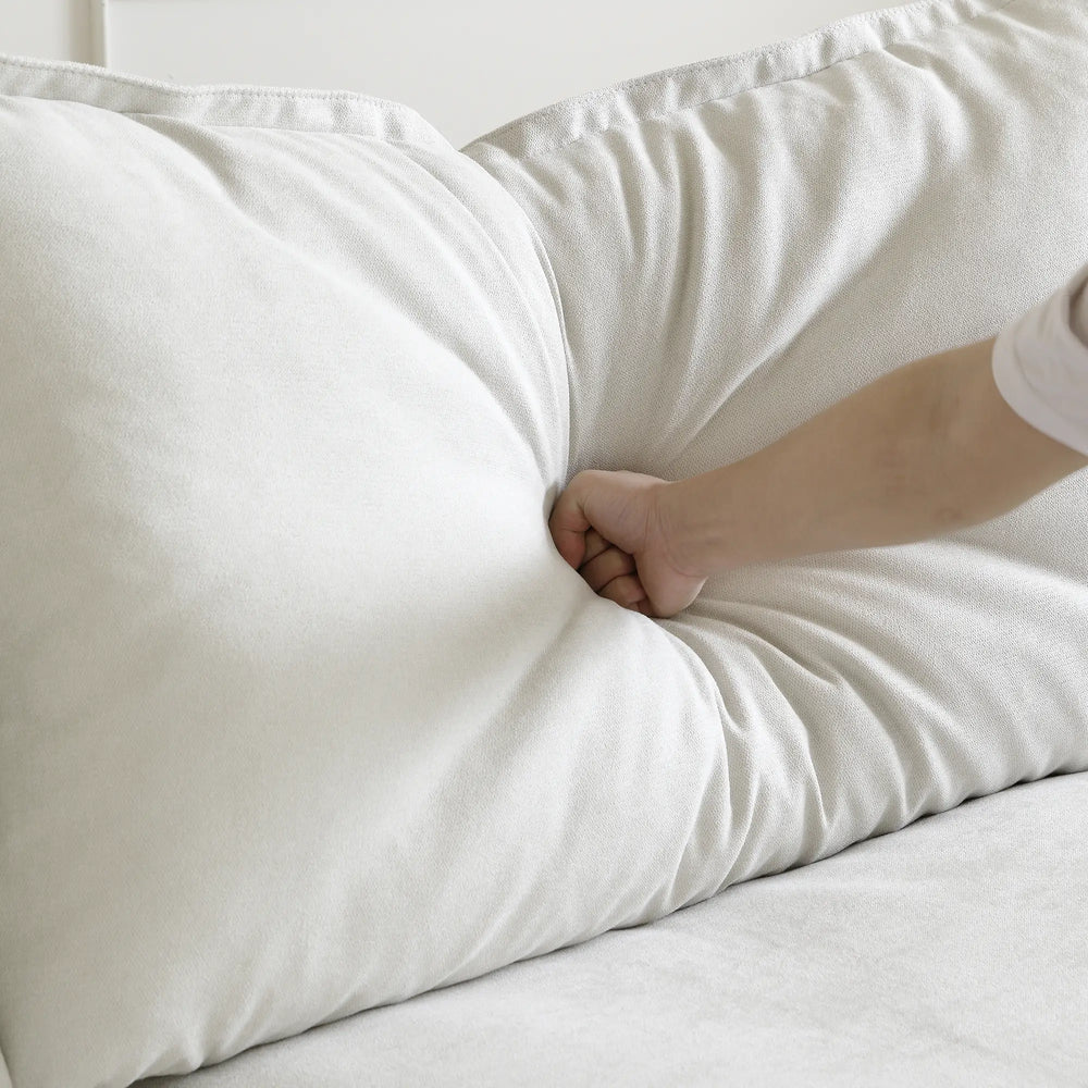 Deluxe Linen Cloud Sectional Sofas | 1-Piece White Cotton and Linen Armless Single Sofa Ottoma