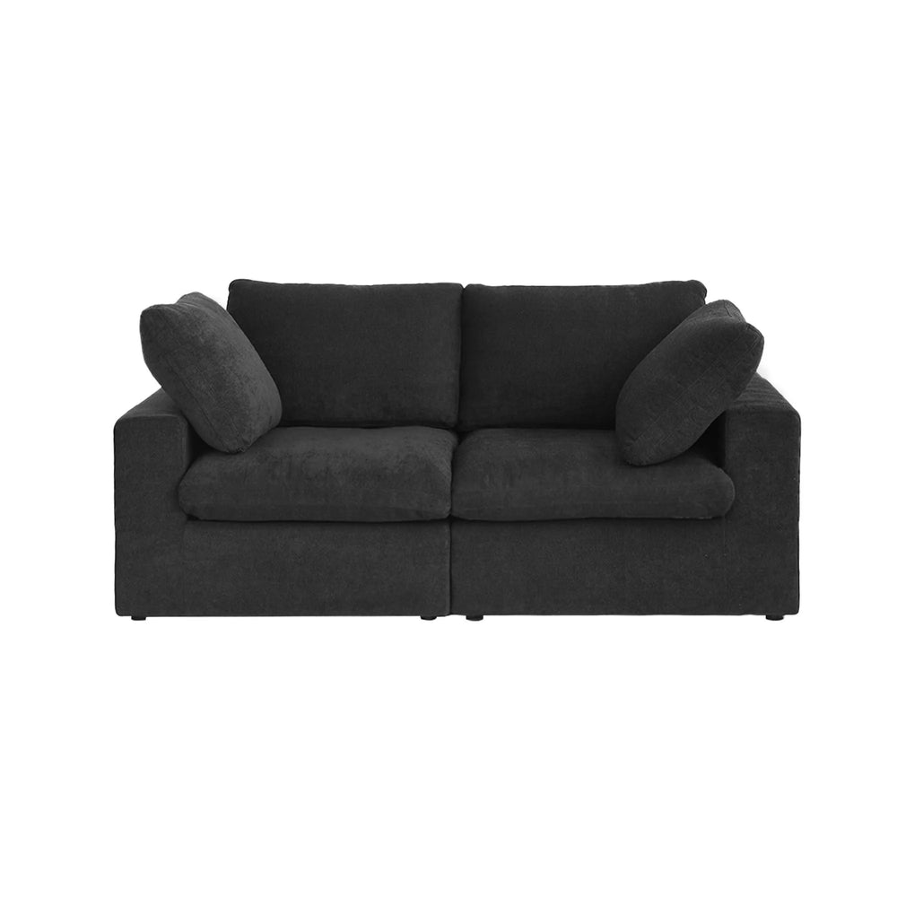 Deluxe Premium Cloud Sectional Sofas Covers | Premium Cloud Cotton and Linen Black 2-Seater Covers