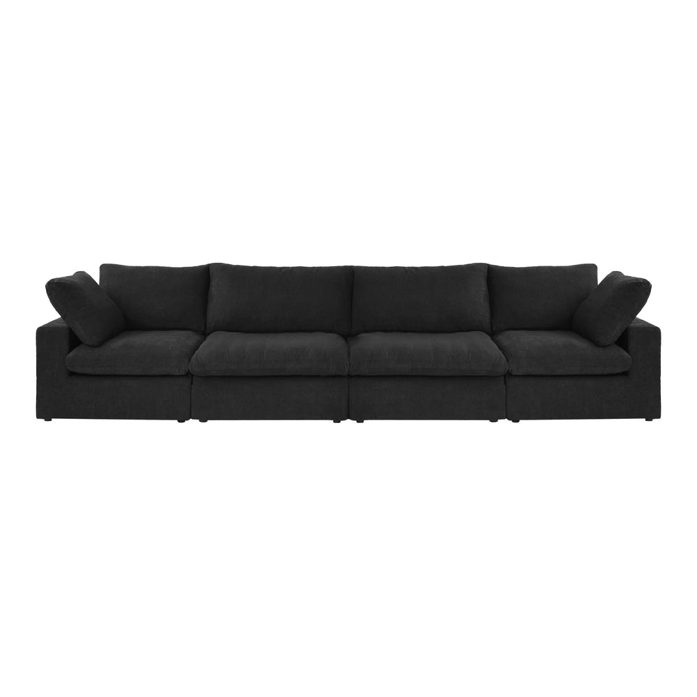 Deluxe Premium Cloud Sectional Sofas Covers | Premium Cloud Cotton and Linen Black 4-Seater Covers