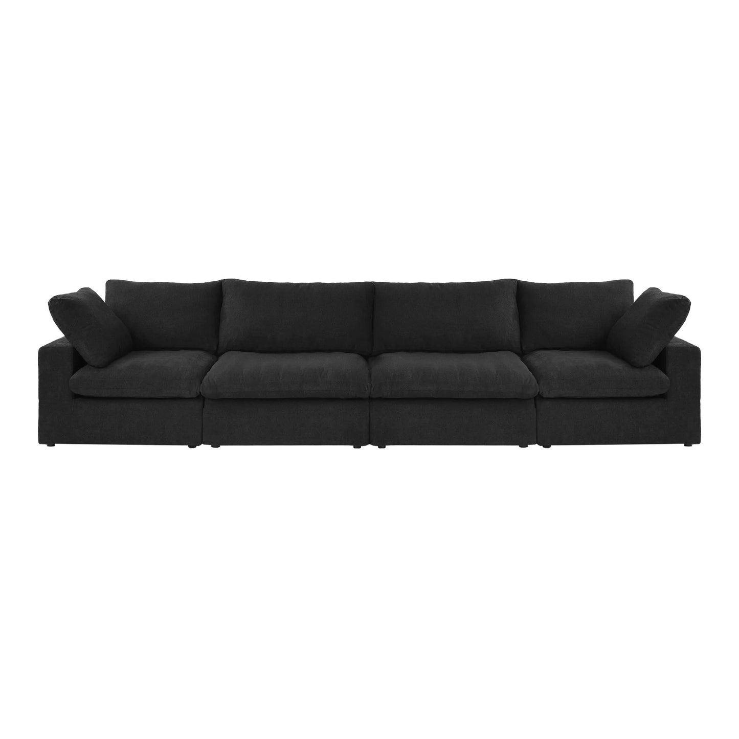 Deluxe Premium Cloud Sectional Sofas Covers | Premium Cloud Cotton and Linen Black 4-Seater Covers