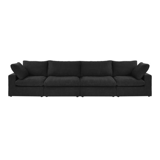 Deluxe Premium Cloud Sectional Sofas Covers | Premium Cloud Cotton and Linen Black 4-Seater Covers