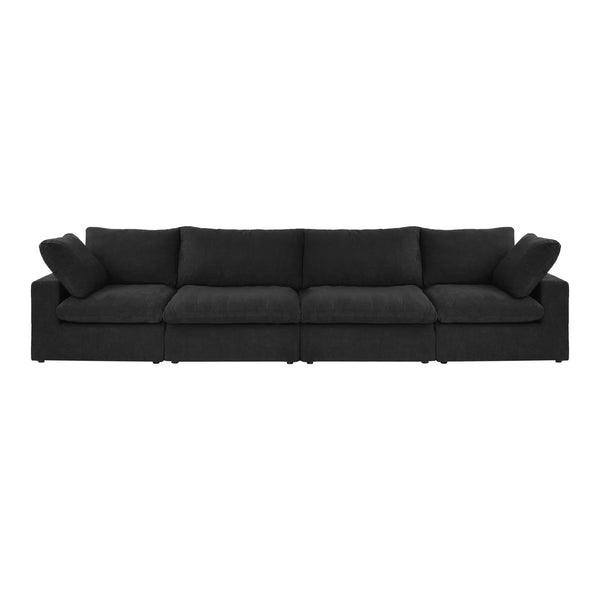 Deluxe Premium Cloud Sectional Sofas Covers | Premium Cloud Cotton and Linen Black 4-Seater Covers