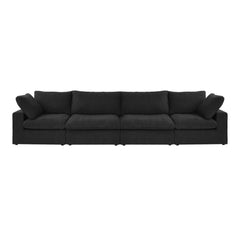 Deluxe Premium Cloud Sectional Sofas Covers | Premium Cloud Cotton and Linen Black 4-Seater Covers