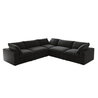 Deluxe Premium Cloud Sectional Sofas Covers | Premium Cloud Cotton and Linen Black 5-Seater Covers