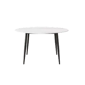 Marbella Sintered Stone Dining Table | 53" White Gloss Round With Metal Base
