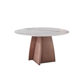 Marbella Sintered Stone Dining Table | 59" Pandora Round With Lazy Susan Turntable