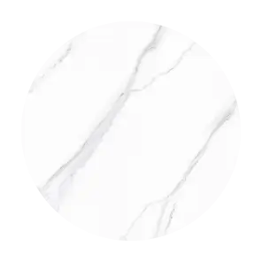 Marbella Sintered Stone Dining Table | 53" White Gloss Round With Lazy Susan Turntable