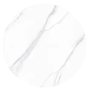 Marbella Sintered Stone Dining Table | 59" White Gloss Round With Lazy Susan Turntable