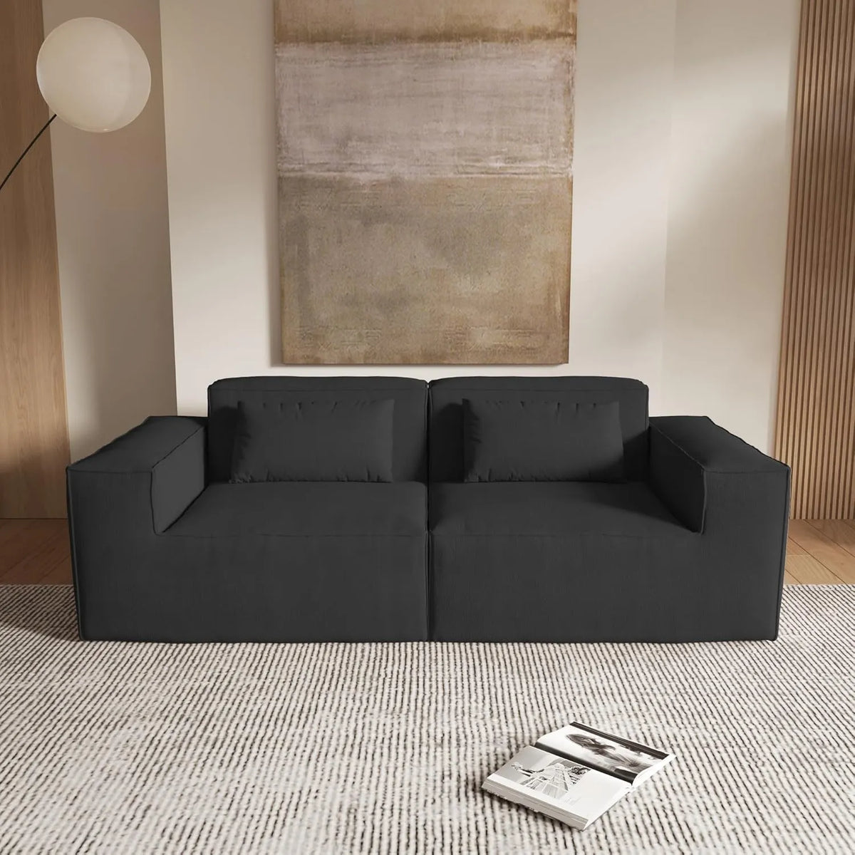 Sofá modular de dos plazas Matrix negro | 2 piezas, tela Cloud Velvet, diseño compacto