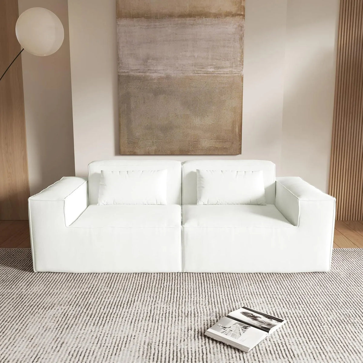 Sofá modular de dos plazas Matrix color beige | 2 piezas, tela Cloud Velvet, ideal para apartamentos