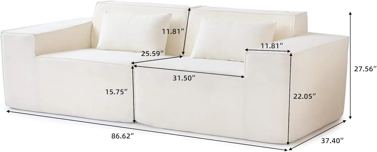 Sofá modular de dos plazas Matrix color beige | 2 piezas, tela Cloud Velvet, ideal para apartamentos