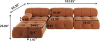 Matrix Minimalist Modular Sofas | Orange Velvet Couch Sectionals 3-seaters with 1 Ottoman