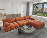 Matrix Minimalist Modular Sofas | Orange Velvet Couch Sectionals 3-seaters with 1 Ottoman