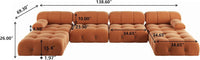 Matrix Minimalist Modular Sofas | Orange Velvet Couch Sectionals 4-seaters With Ottoman