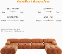 Matrix Minimalist Modular Sofas | Orange Velvet Couch Sectionals 4-seaters With Ottoman