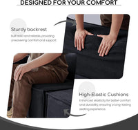 Matrix Classic Sectional Sofas | Black Corduroy U shaped Sectionals 4-seaters with 1 Ottoman