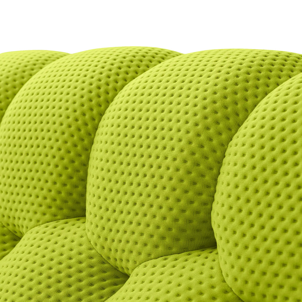 Essential Armless Floor Sofas | 3-Piece 3D Knitted Fabric Lime Green Sofa Sets 3-Seater With 1 Ottoman