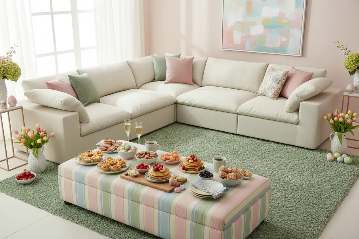 Híbrido Sofá-Más-Banco - Diseño de Sofá Modular para Asientos Extra Durante Pascua