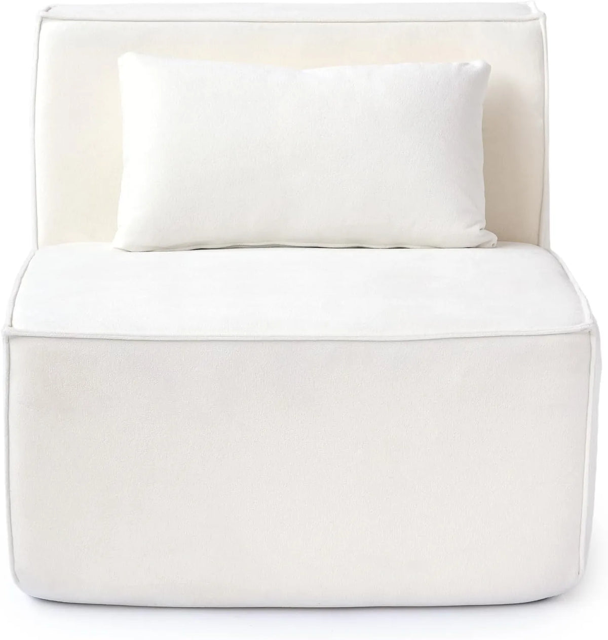 Sofá modular individual Matrix de 1 plaza, color beige | 1 pieza, tela Cloud Velvet, para espacios pequeños