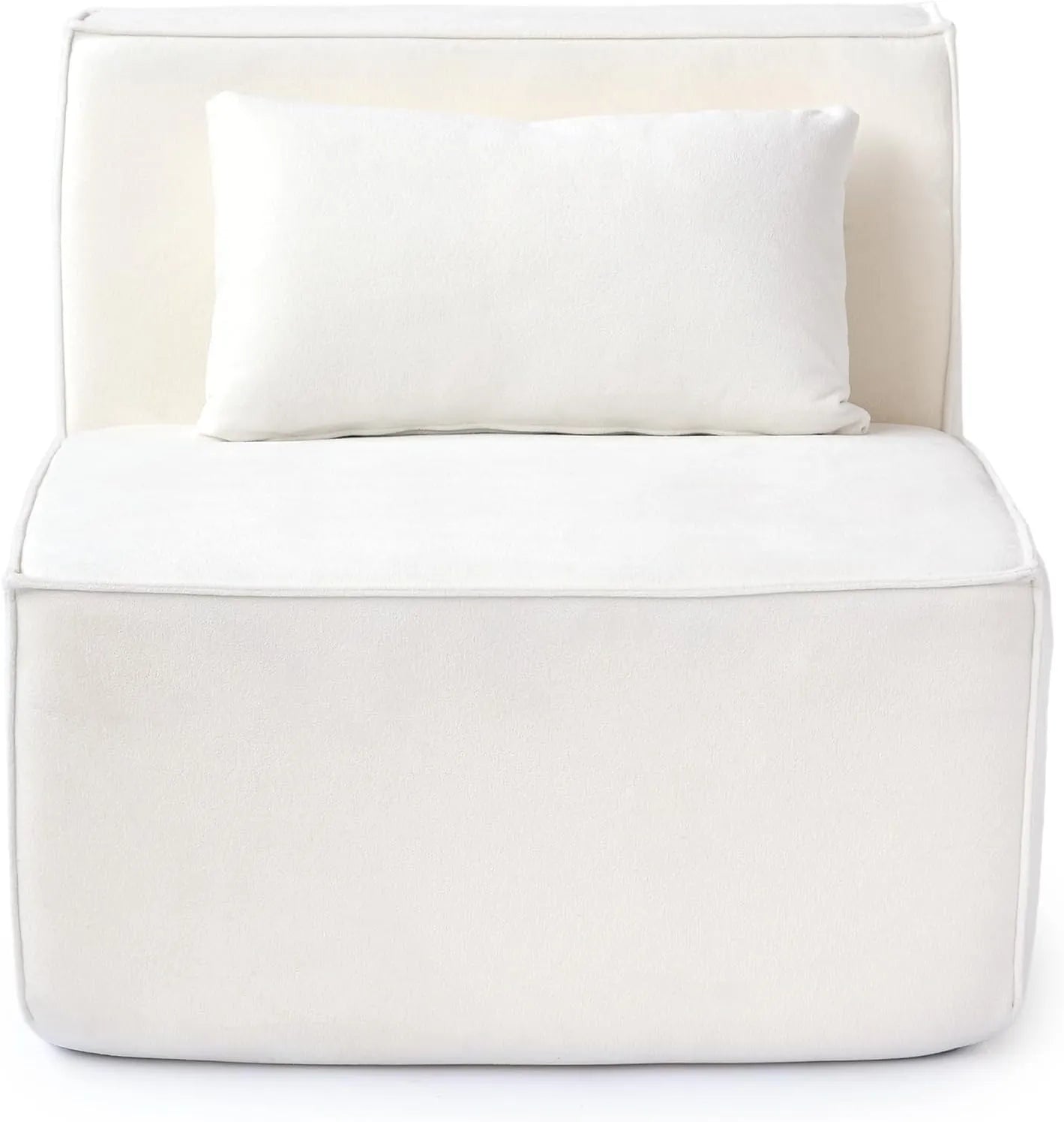 Sofá modular individual Matrix de 1 plaza, color beige | 1 pieza, tela Cloud Velvet, para espacios pequeños