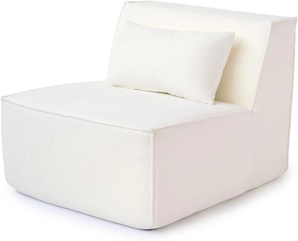 Sofá modular individual Matrix de 1 plaza, color beige | 1 pieza, tela Cloud Velvet, para espacios pequeños