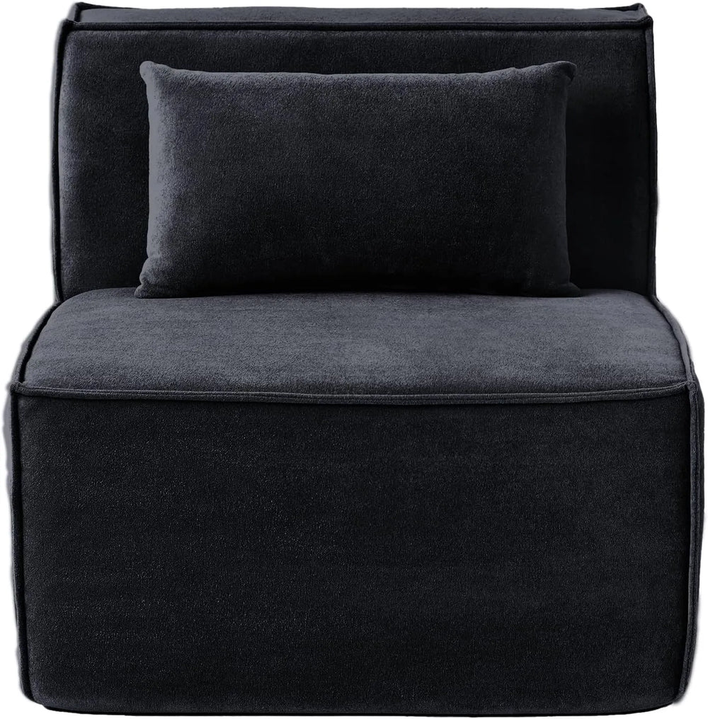 Matrix Classic Sectional Sofas | 1-Piece Black Corduroy Armless Single Sofa 1-seater