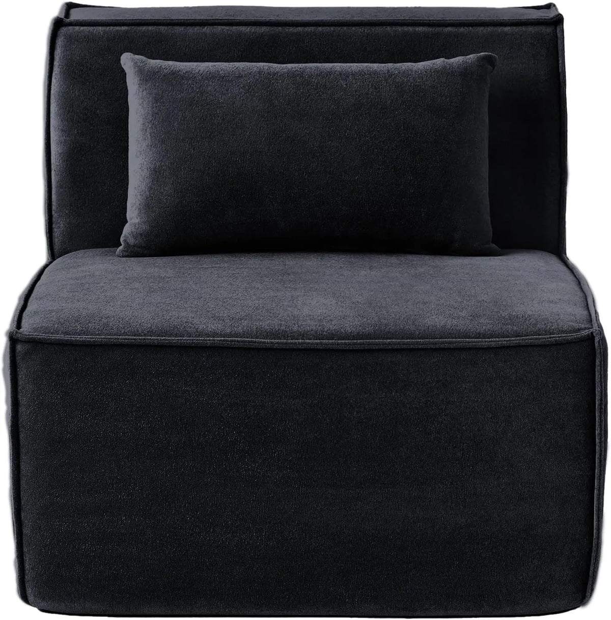 Matrix 1-Seater Black Modular Single Sofa | 1-Piece, Cloud Velvet Fabric, Apartment Friendly