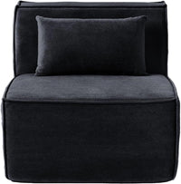 Matrix Classic Sectional Sofas | 1-Piece Black Corduroy Armless Single Sofa 1-seater