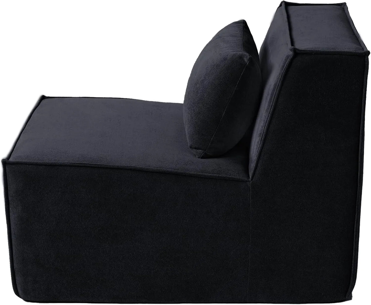 Matrix 1-Seater Black Modular Single Sofa | 1-Piece, Cloud Velvet Fabric, Apartment Friendly