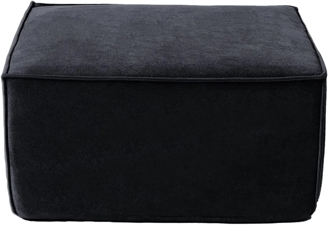 Otomana modular Matrix negra | 1 pieza, tela Cloud Velvet, ideal para apartamentos